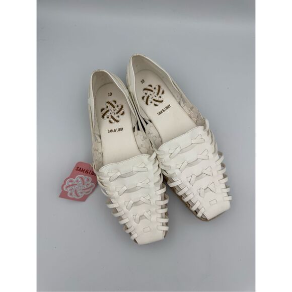 NWT Sam & Libby Womens White Asha Saddle Espadrille Woven Sandals Size 10 - Picture 1 of 8